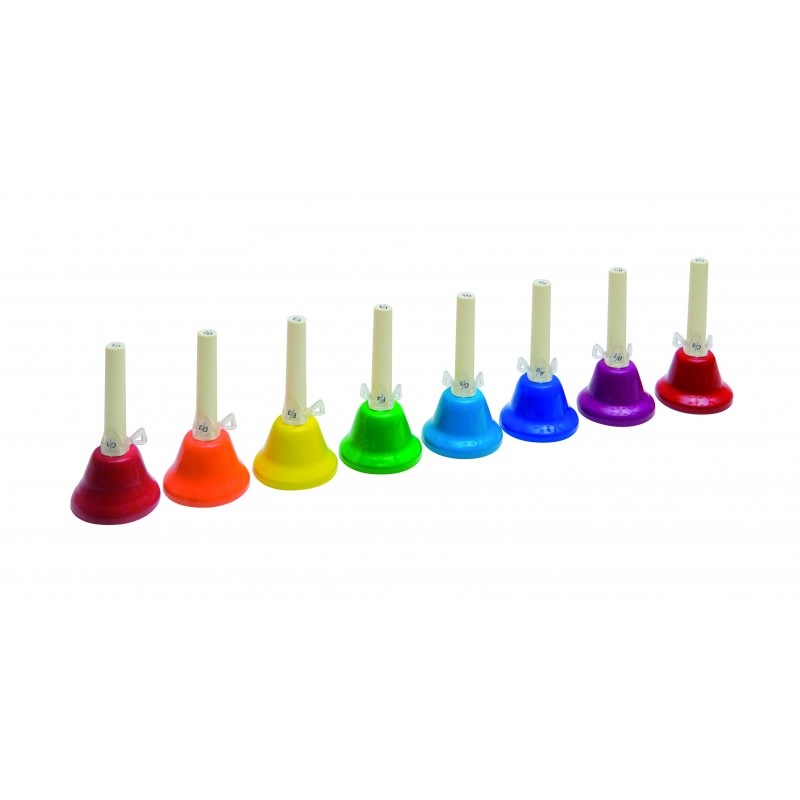 8 Hand bells with handle C2 - C3 Colourful.