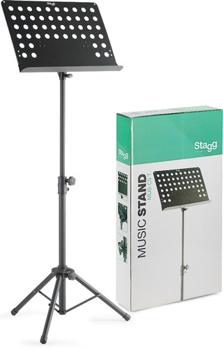 Basic orchestral music stand. Adjustable Heigh. Weight: 2.9kg / 6.39 lbs. Colour: Black