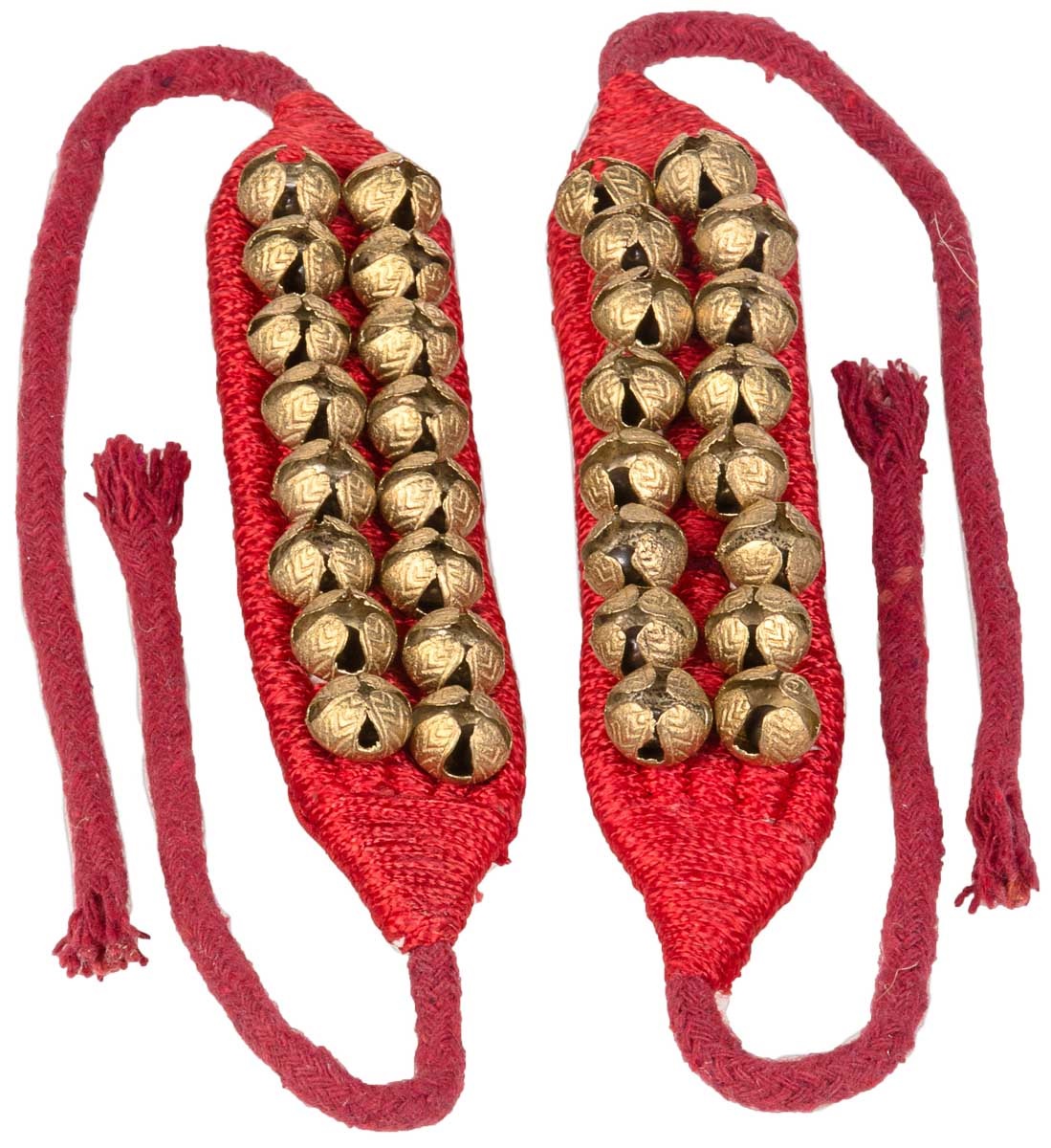 Bells, 2 rows, pair on velvet bracelet, L 70 cm
