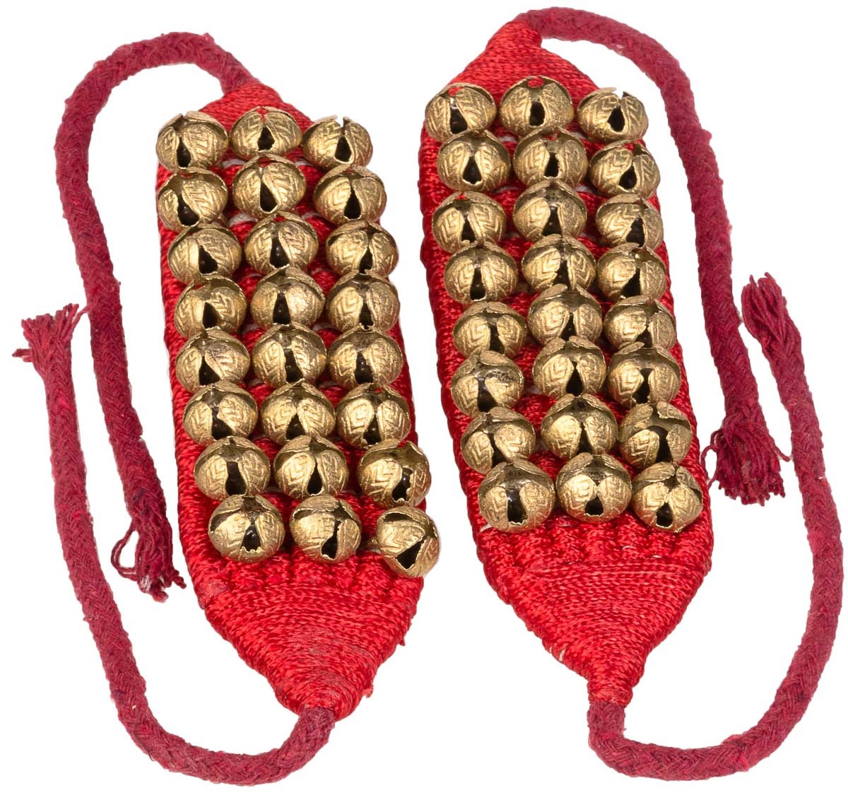 Bells, 3 rows, pair on velvet bracelet, L 70 cm